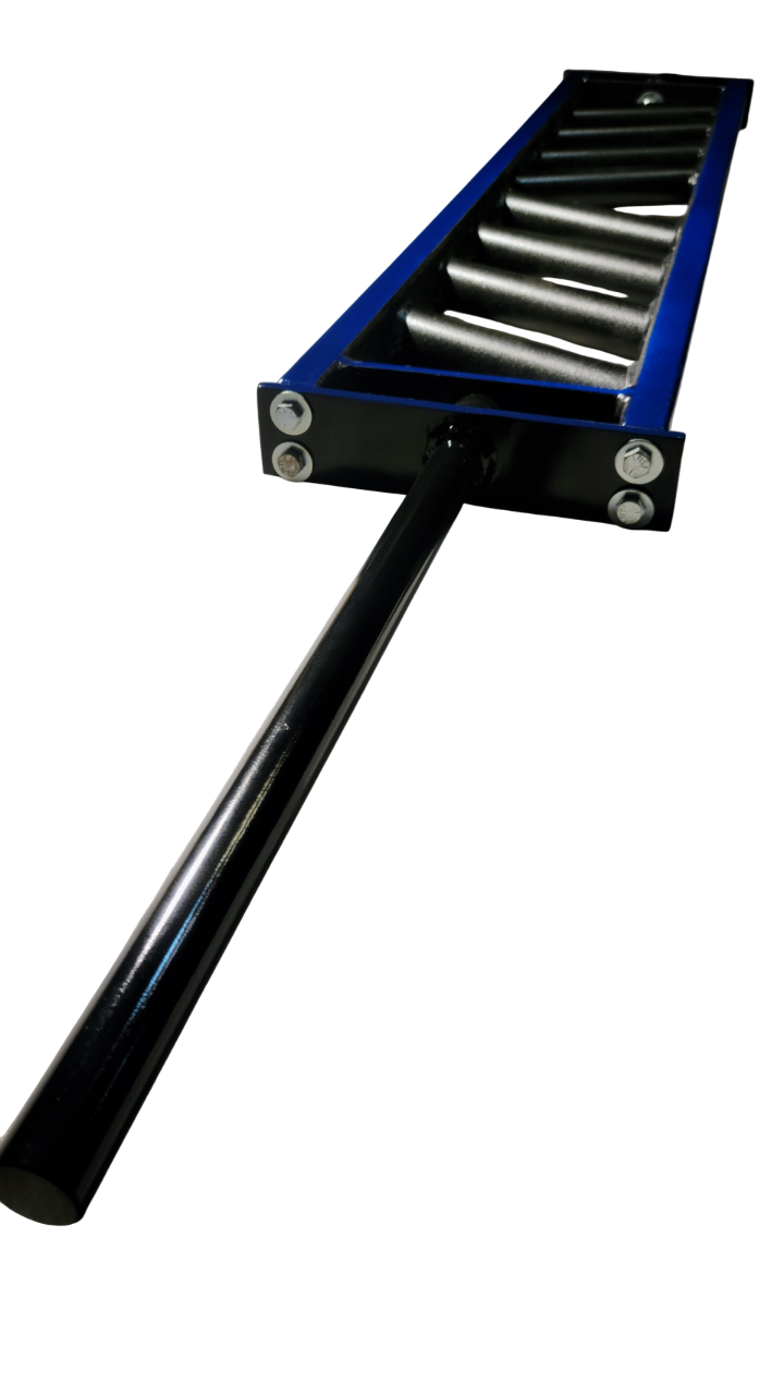 1" standard modular sleeve for multi-grip bars, showcasing 16 inch long pins on flat multigrip bar colored black and blue