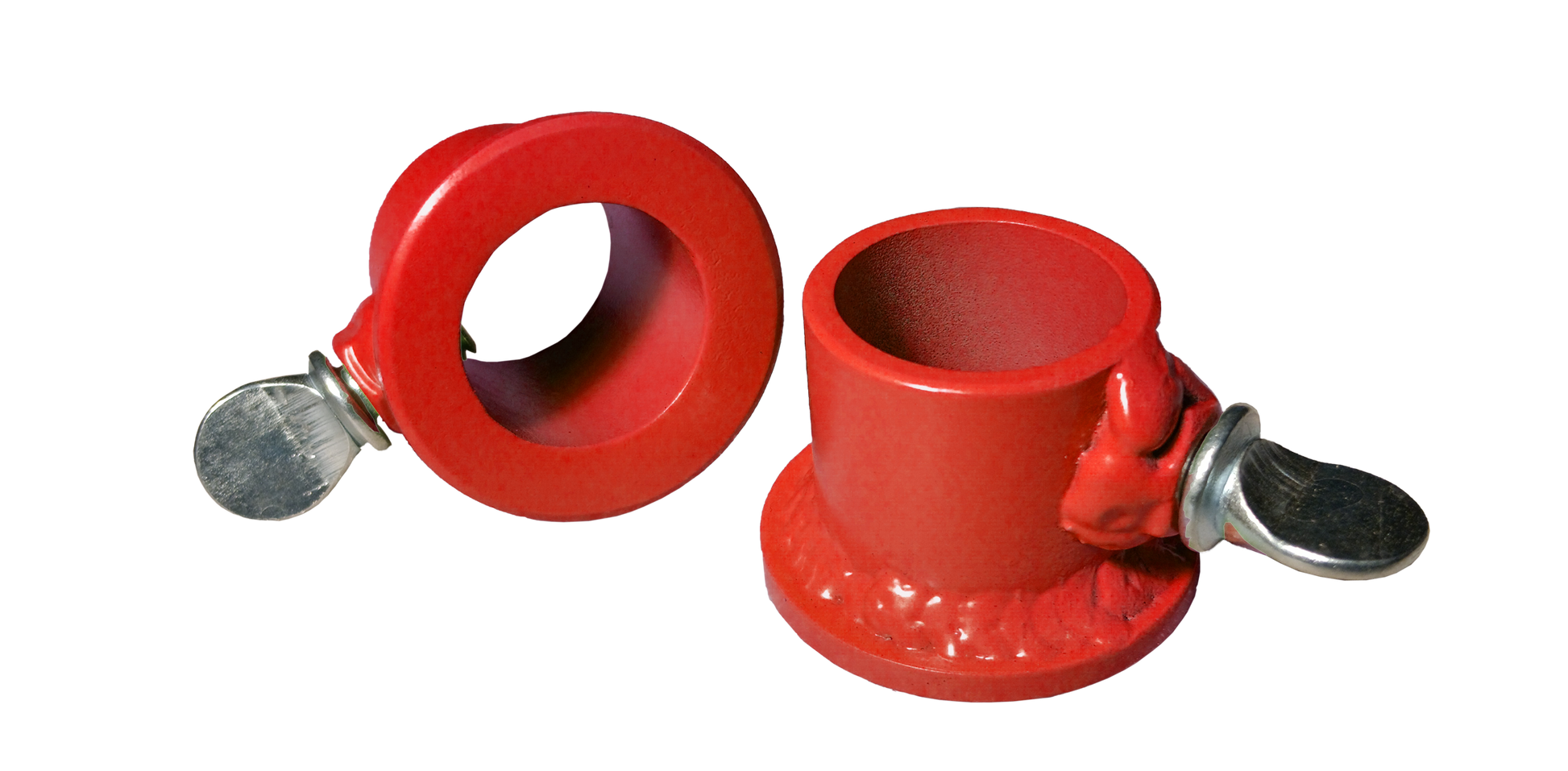 Red locking adjustable barbell collars for all 1 inch barbells and dumbbells