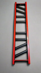 Top-down view of BMF Multi-Grip Swiss Barbell with red frame and multiple angled grips. Versatile specialty bar for strength training routines.