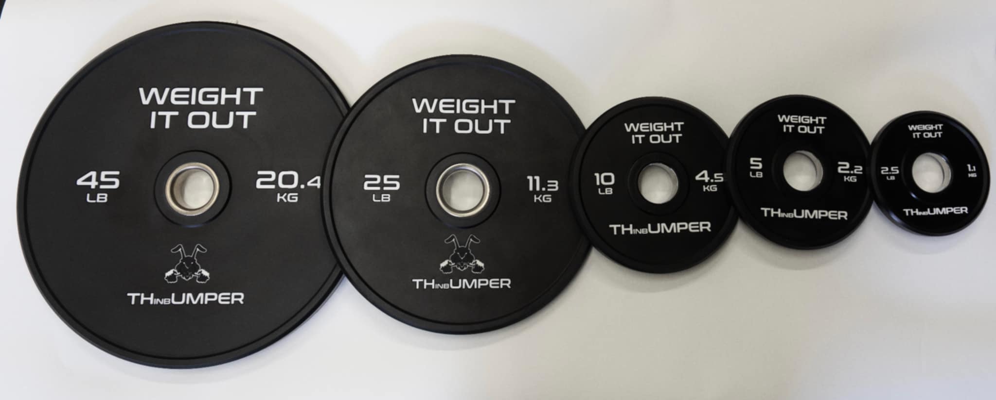 'Thumper' Thin Bumper Weight Plate Pairs. (Thinnest Bumper Plates Ever!)