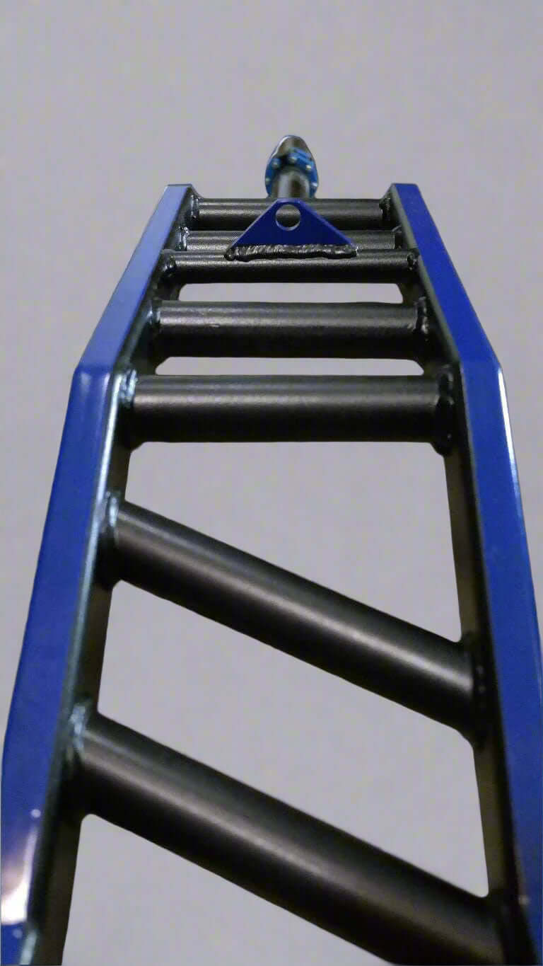 Close-up of the modular grip section on the Heavy Duty Camber Row Barbell, showcasing angled handles for versatile home gym workouts.