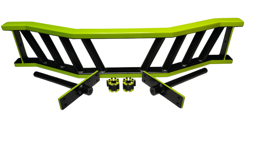 Green 1 inch camber bar disassembled with clamps