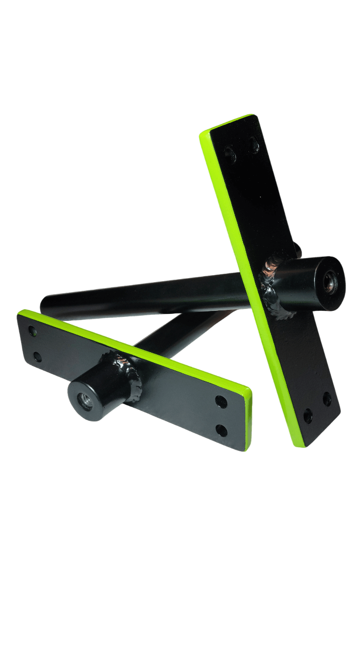 10" modular barbell sleeves for standard plates, colored in black and green, designed to fit multi-grip bars for customizable lifting.