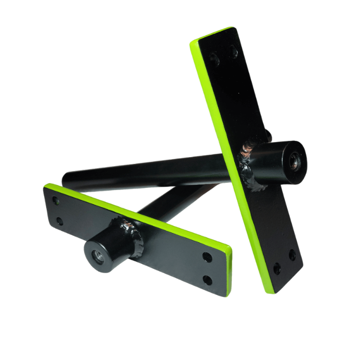 10" modular barbell sleeves for standard plates, colored in black and green, designed to fit multi-grip bars for customizable lifting.