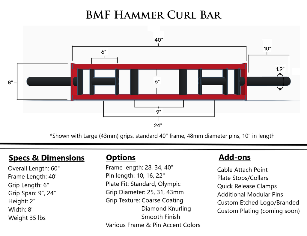 Hammer Curl Multi-Grip Barbell – 2" Olympic Plate Compatible