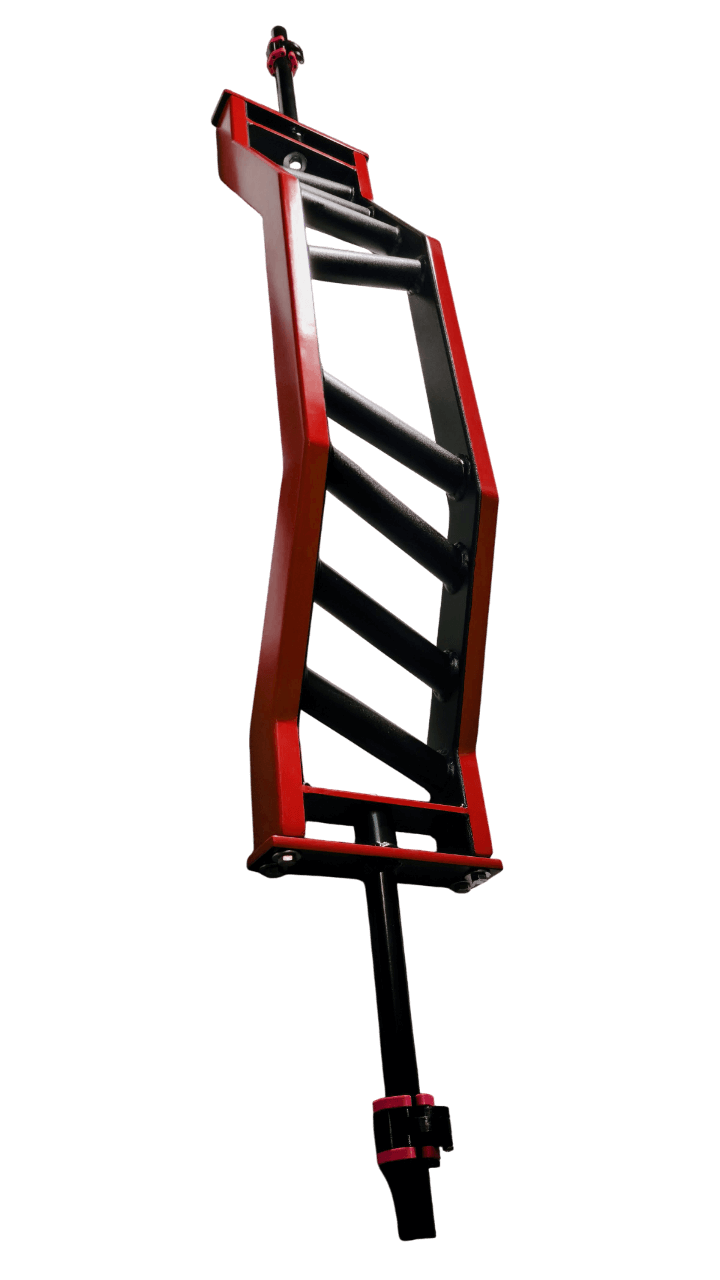 Red 1 inch camber bar with matching clamps