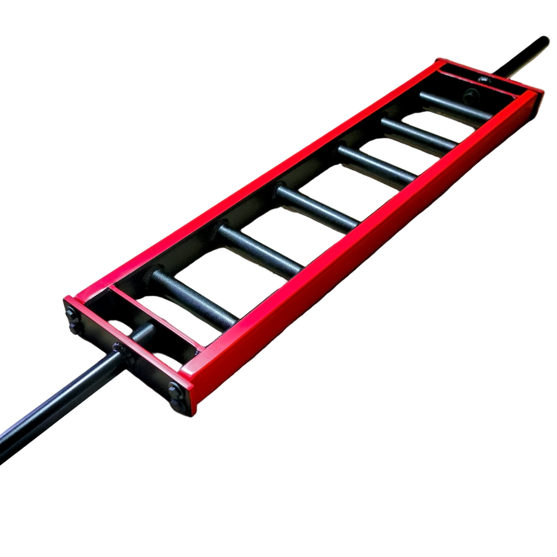 Bright red multi grip swiss bar with neutral grips and 1 inch sleeves