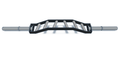 Custom 2-inch cambered barbell with black matte finish and nickel-plated grips and sleeves.