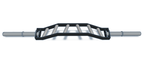 Custom 2-inch cambered barbell with black matte finish and nickel-plated grips and sleeves.