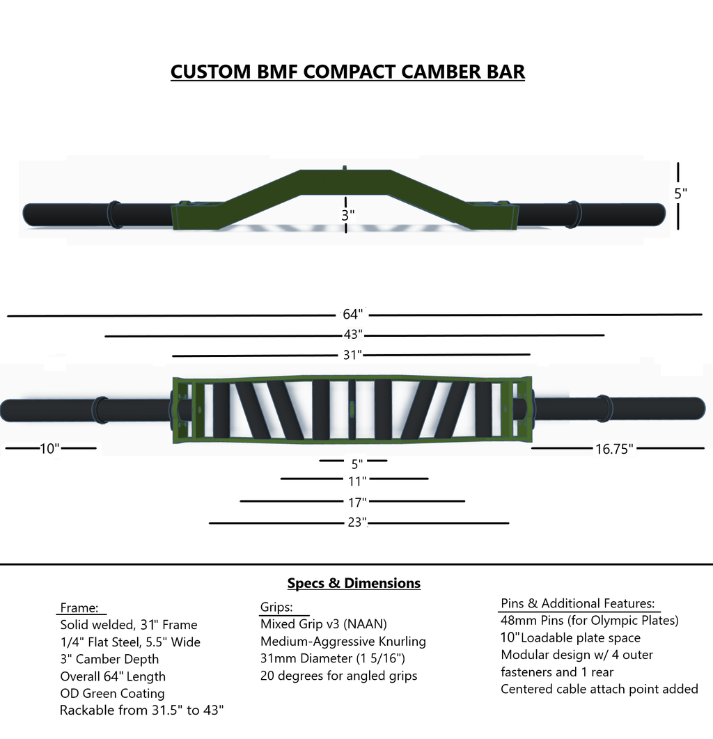 BMF Slim Pro Camber Barbell